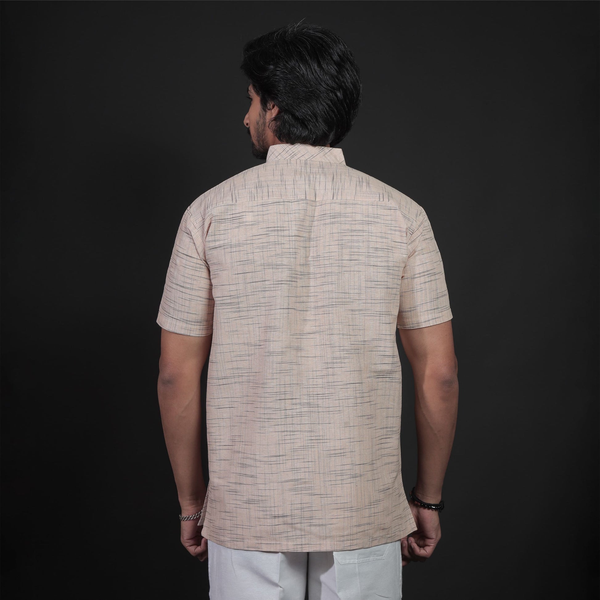 Back Design of Beige Short Kurta for Men