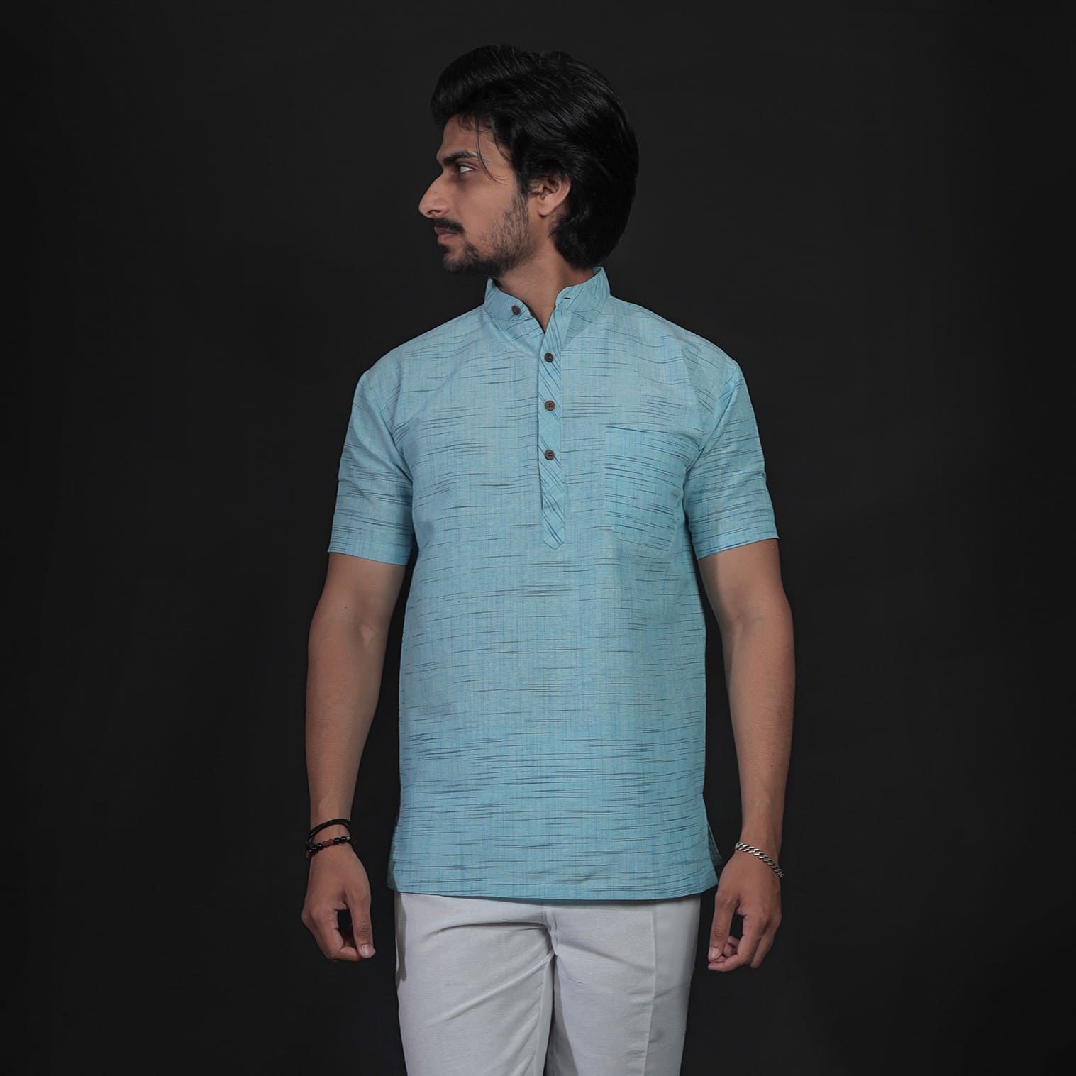 White Pant Front View for Men’s Ethnic Combo Outfit