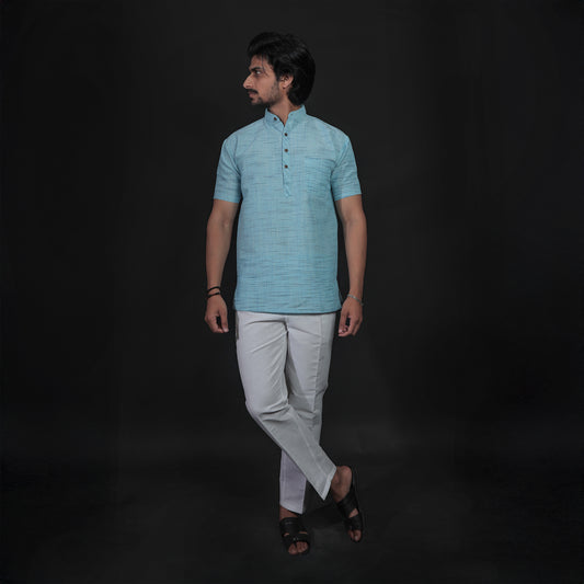 Combo Set Jharna Half Sleeves Short Kurta Pant-Sky Blue
