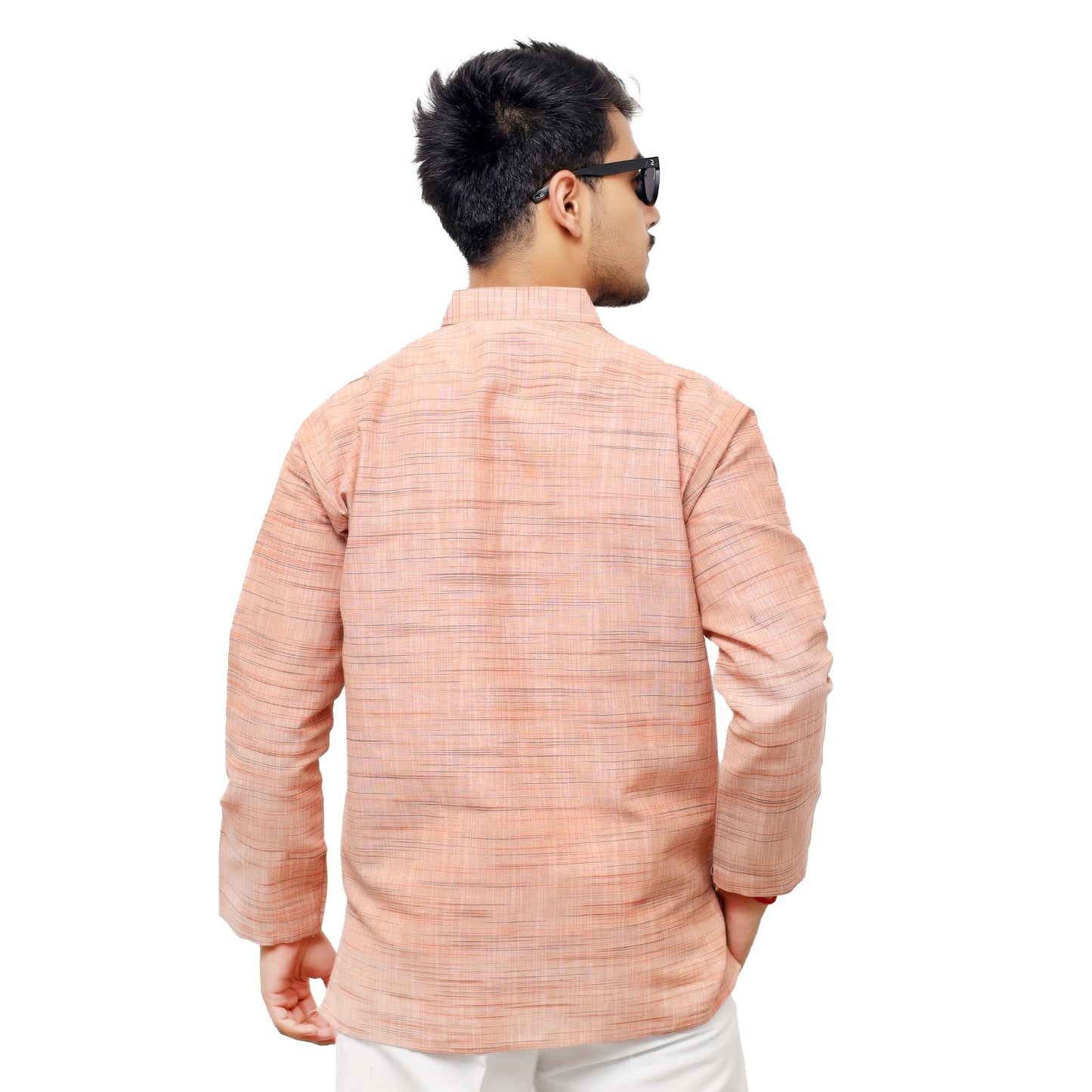 Orange Weave Light Jharna short kurta full body view