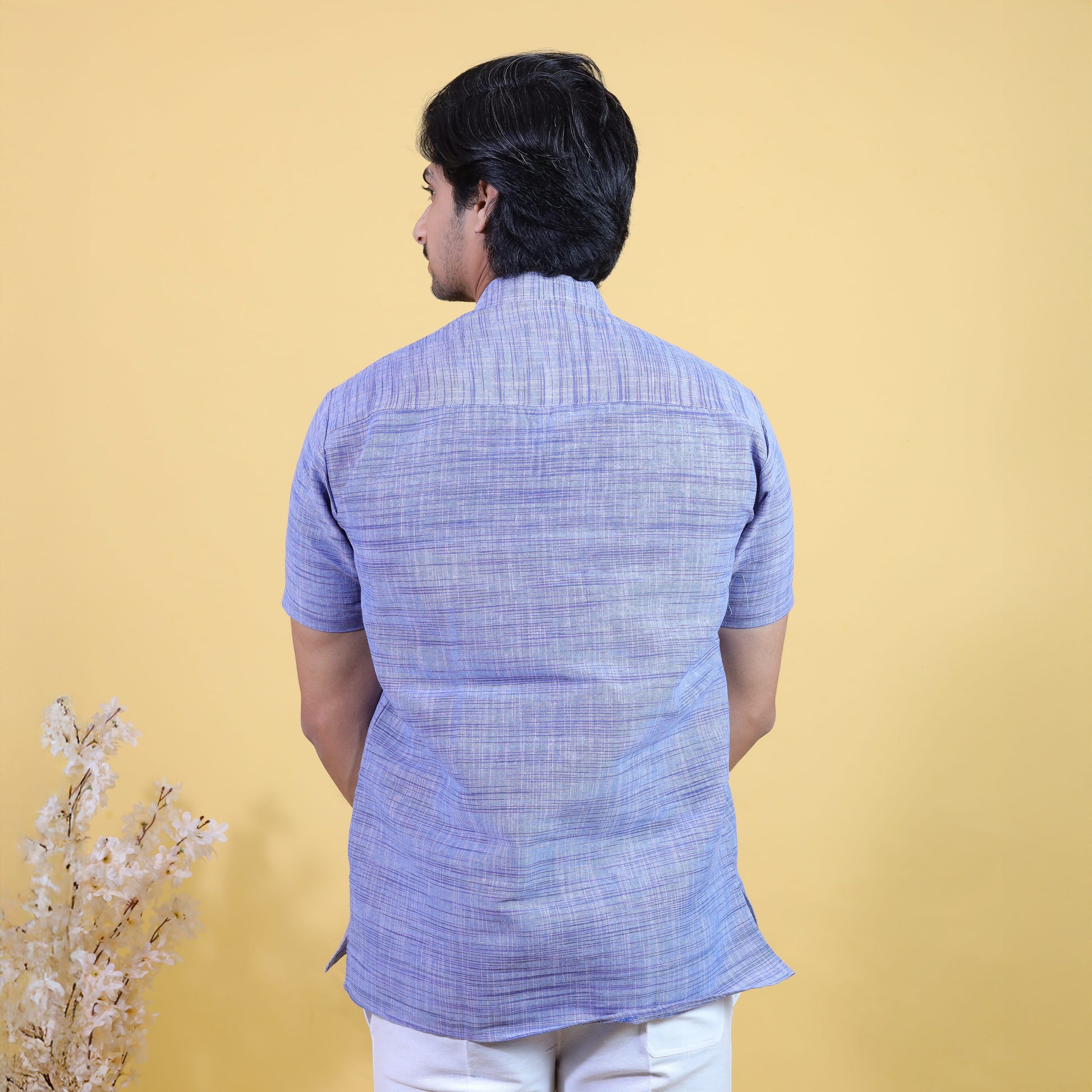 Back view of Blue Light Jharna kurta for men