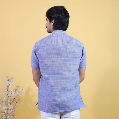 Back view of Blue Light Jharna kurta for men