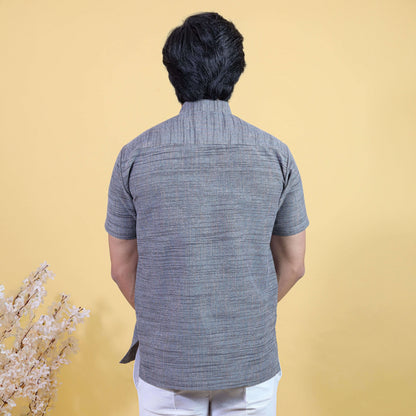 Back view steel grey Jharna short kurta minimal design for men