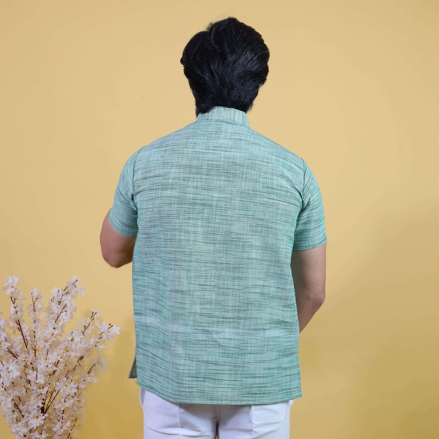 Back view mint green Jharna short kurta minimal ethnic style