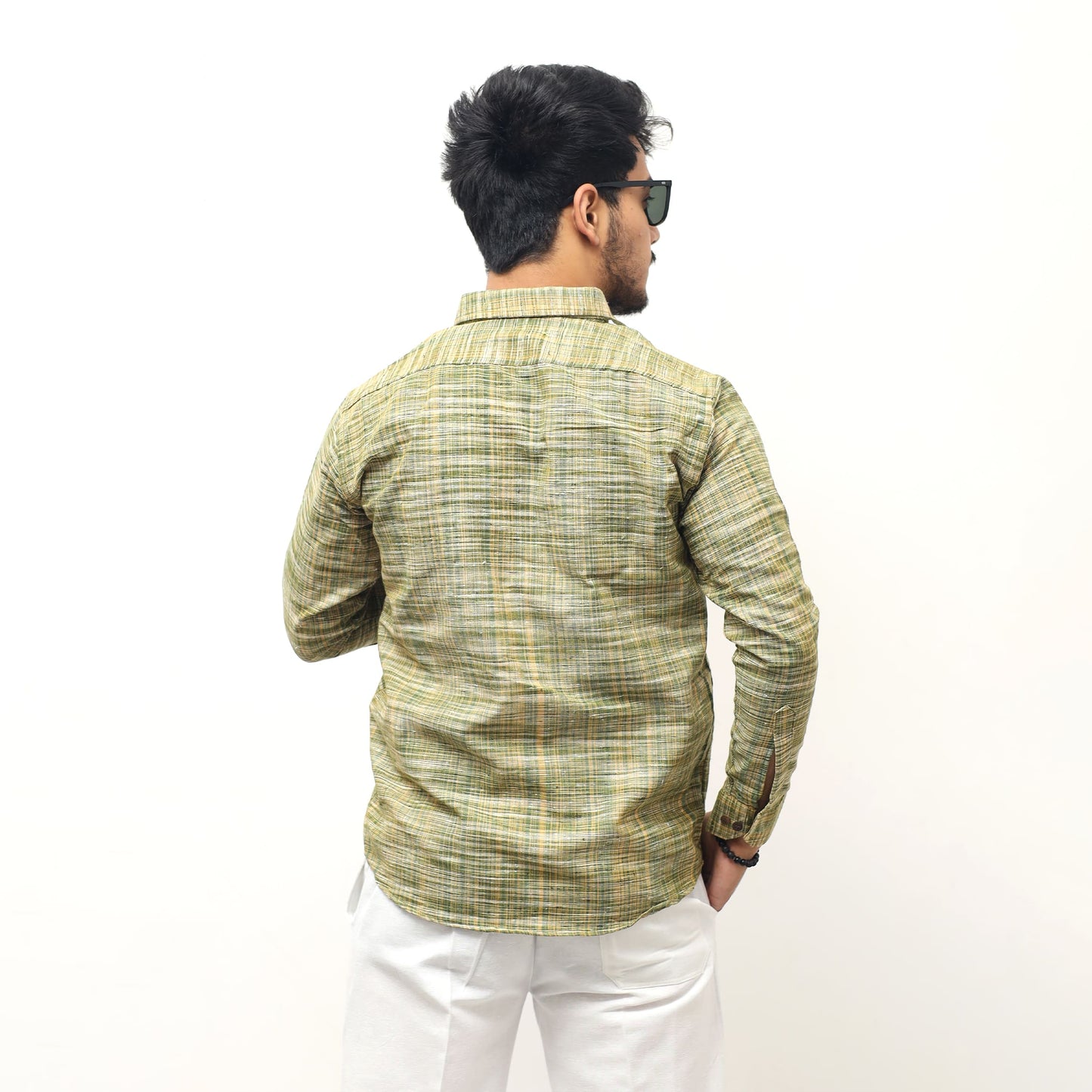 green line jharna khadi shirt back view