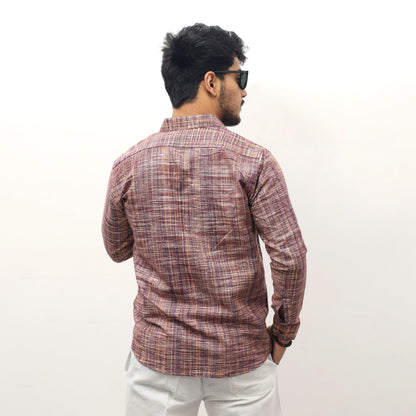 maroon line jharna khadi shirt back view