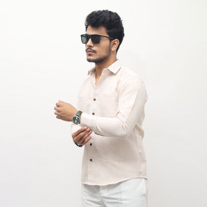 yellow loom stripe khadi cotton shirt for men casual wear full sleeves