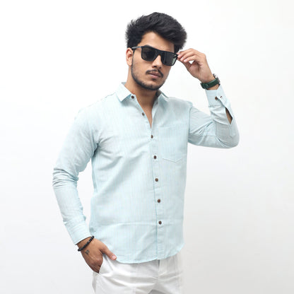 loom striped cotton shirt men casual styling sunglasses look