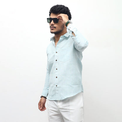 side view full sleeves cotton shirt men breathable fabric