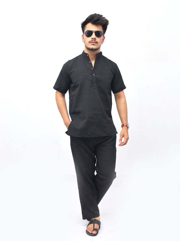 Co ord Set Half Sleeves-Black