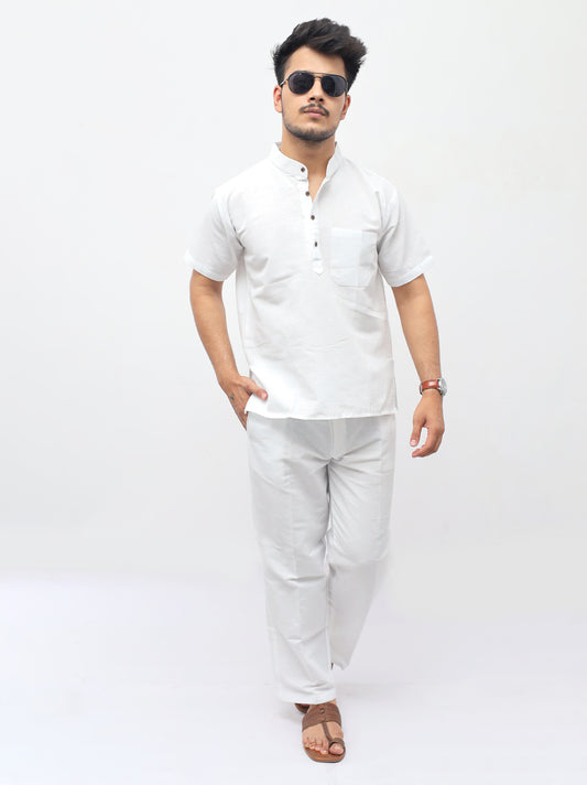 Co ord Set Half Sleeves-White