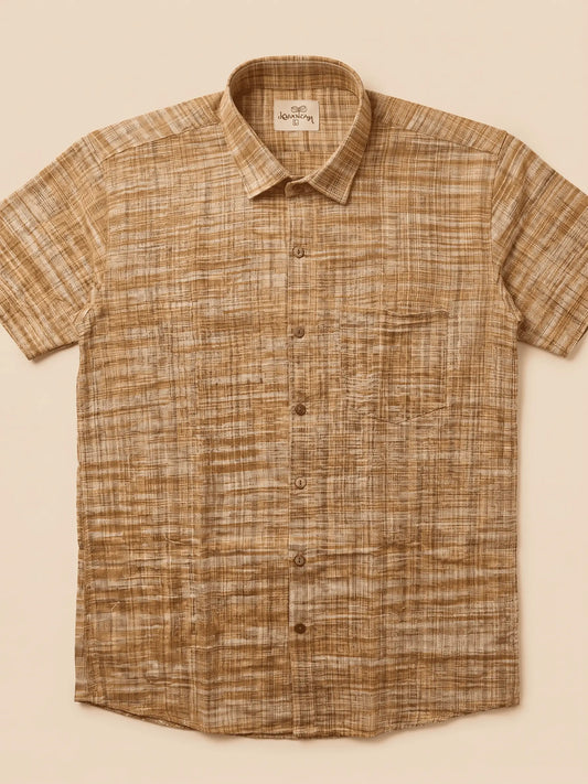 Ultra Premium Mustard Line Jharna Cotton Shirt for Men