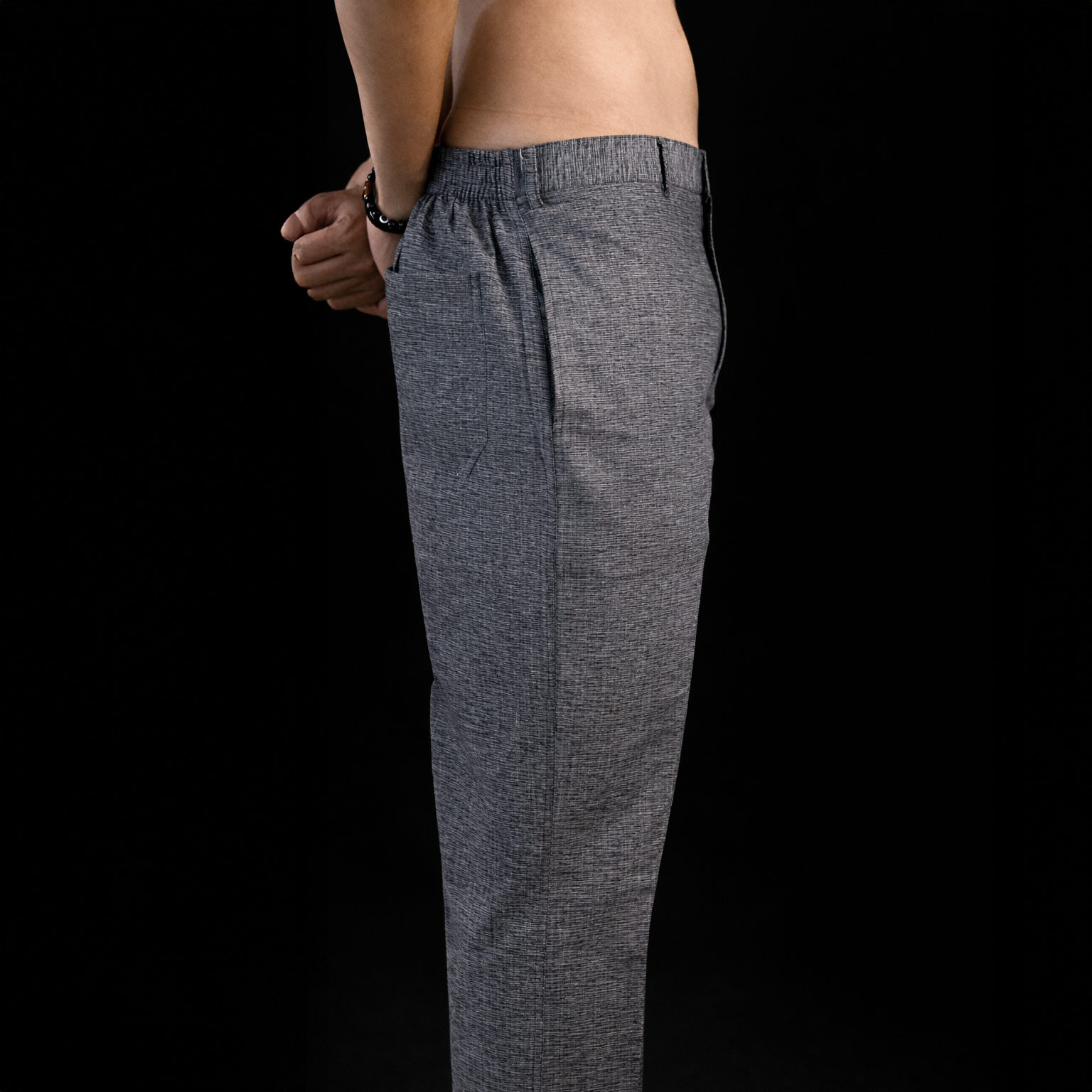 Khadi pants for men grey side view breathable cotton