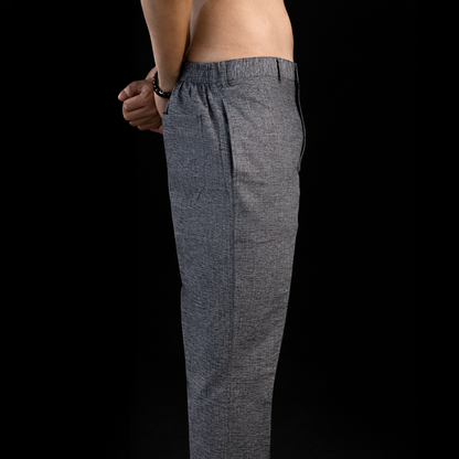 Khadi pants for men grey side view breathable cotton