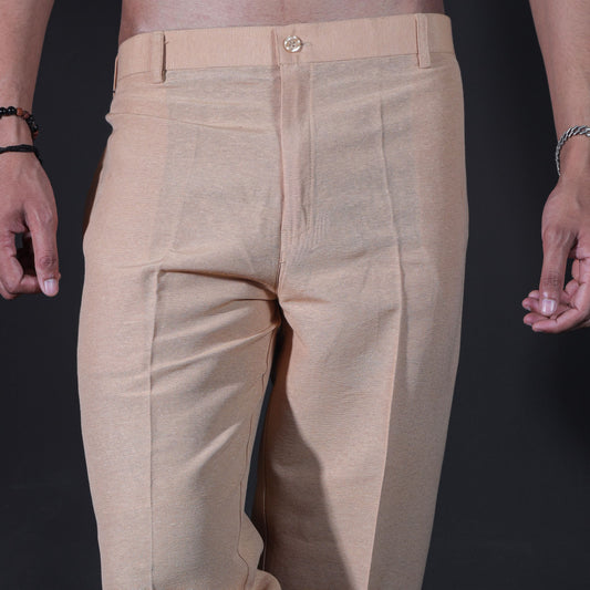 Khadi pants for men beige cotton close front detail