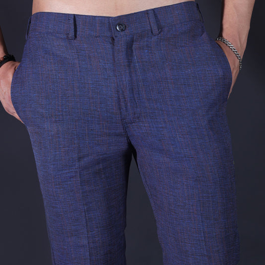 Khadi pants for men blue cotton close texture detail