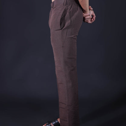 Brown khadi pants mens side view breathable fabric