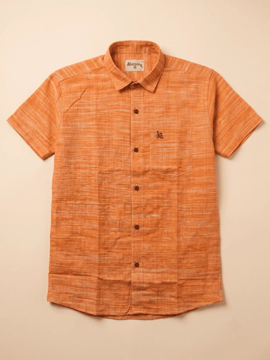 Ultra Premium Orange Line Jharna Cotton Shirt for Men