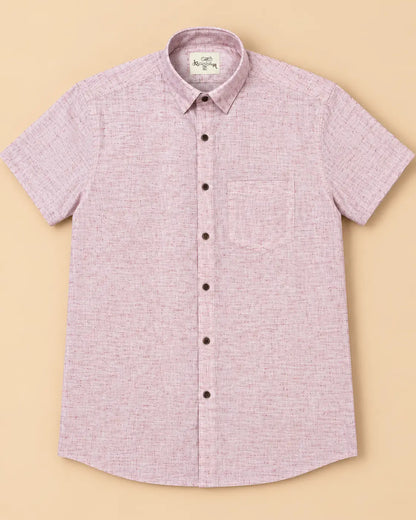 Pink Slub Handloom Cotton Half Sleeve Shirt for Men by Kargham