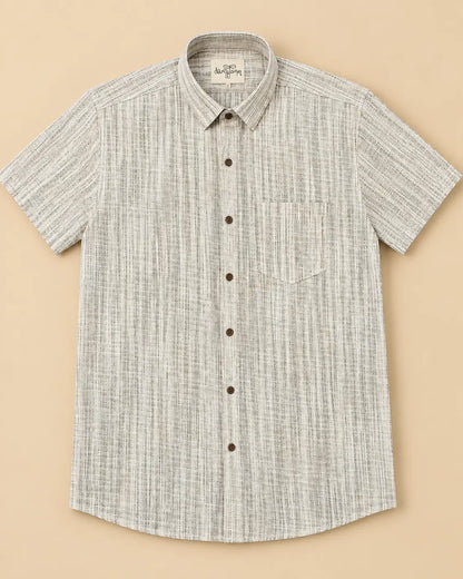 Sand Rustic Handloom Cotton Half Sleeve Shirt for Men by Kargham