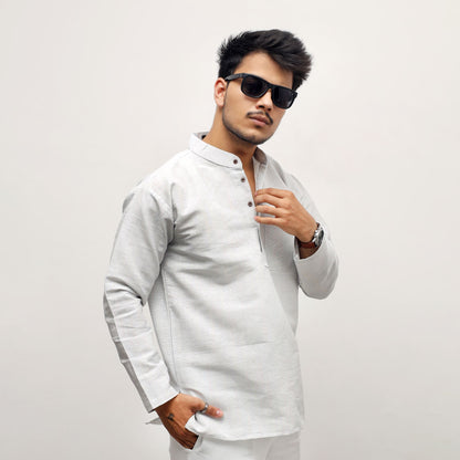 Grey Softline Full Sleeves Kurta for Men front view