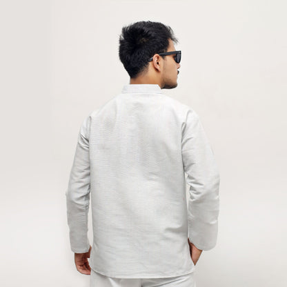 Grey Softline Full Sleeves Kurta Pant Combo Set back view