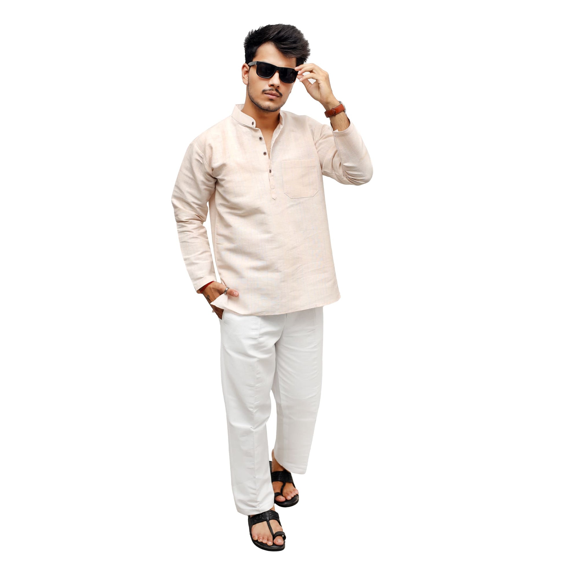 Yellow Softline Full Sleeves Kurta Pant Combo Set back view