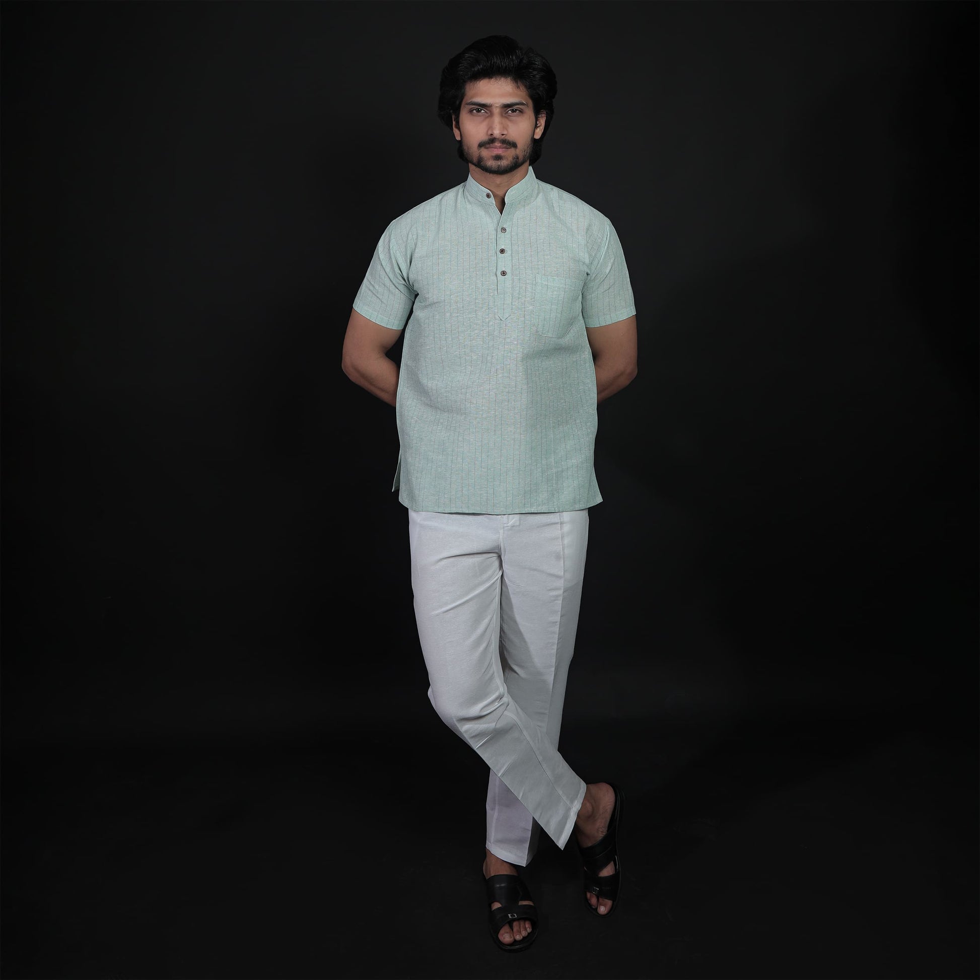 Full outfit look of Green Softline kurta pant combo set by Kargham