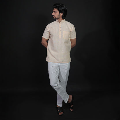 Full outfit look of yellow kurta with white pant combo set