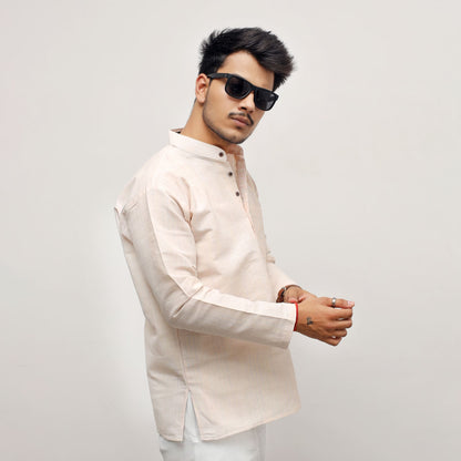 Yellow Tone Regular Softline Full Sleeves Kurta casual styling pose