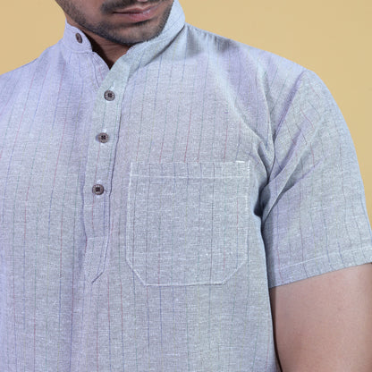 grey khadi kurta fabric close up softline texture detail