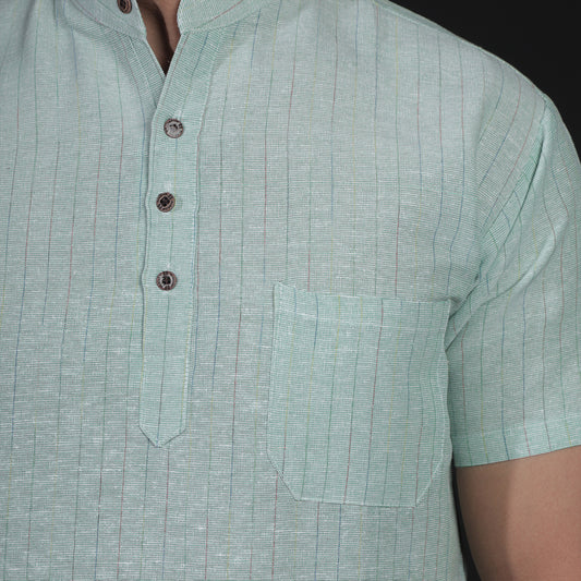 Softline Half Sleeves Short Kurta-Green