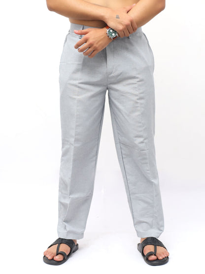 Steel grey khadi pants elastic waist back view