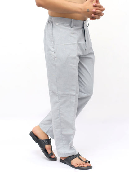 Steel grey khadi pants for men cotton side view