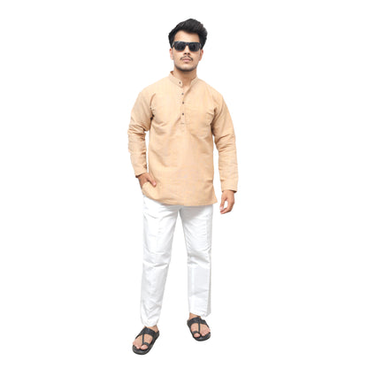Combo Set Thread Lines Full Sleeves Kurta Pant-Beige