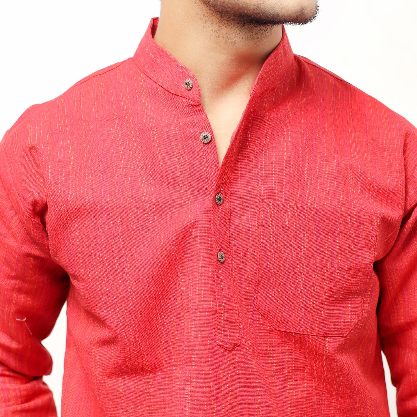 Combo Set Thread Lines Full Sleeves Kurta Pant-Red