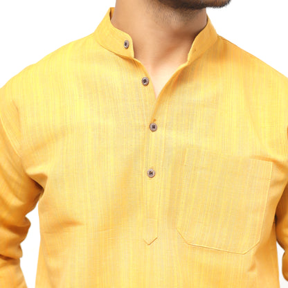 Combo Set Thread Lines Full Sleeves Kurta Pant-Yellow
