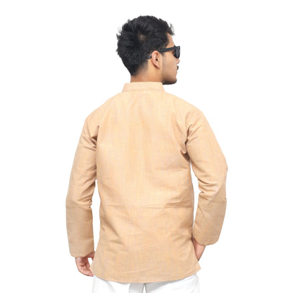 Beige full sleeves short kurta back style minimal look