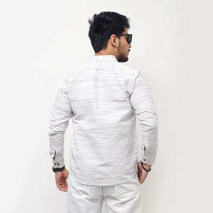 White Jharna shirt back look dark blue texture full sleeves