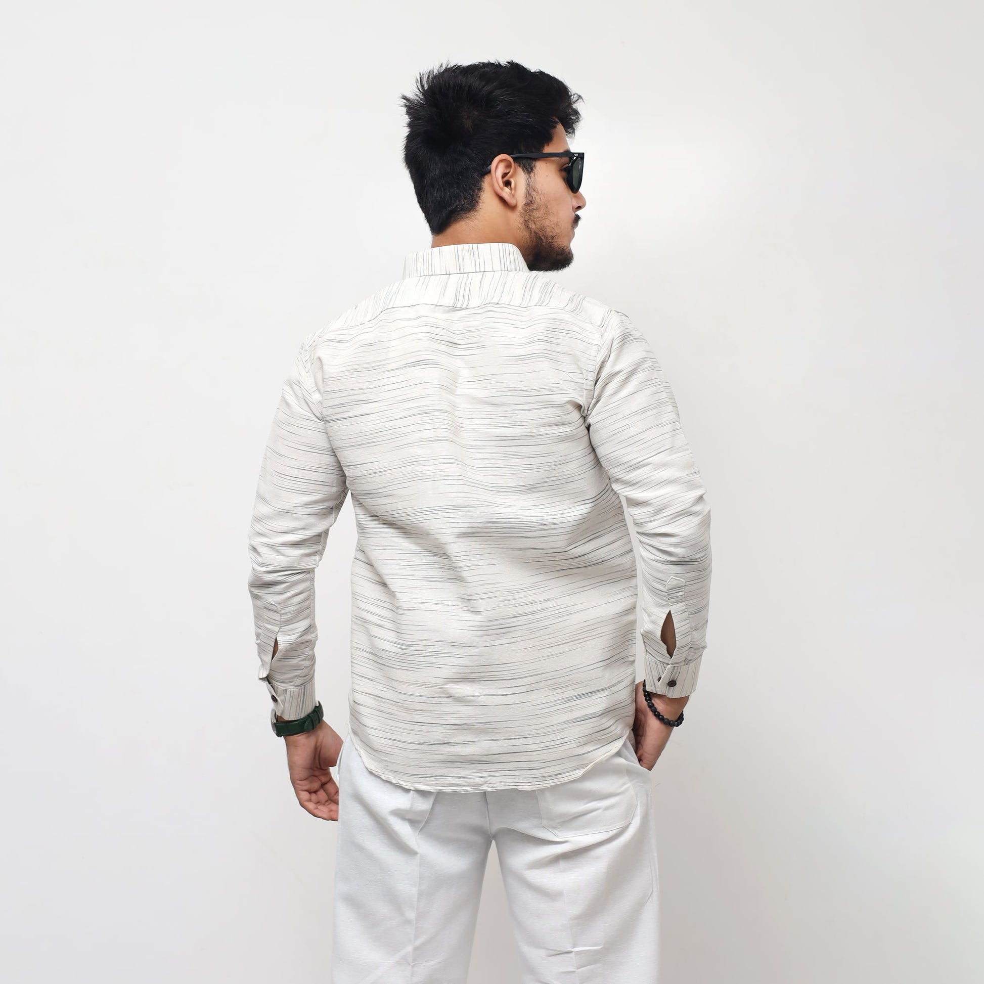 White Jharna shirt grey texture back side minimal design