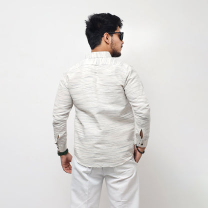 White Jharna shirt grey texture back side minimal design