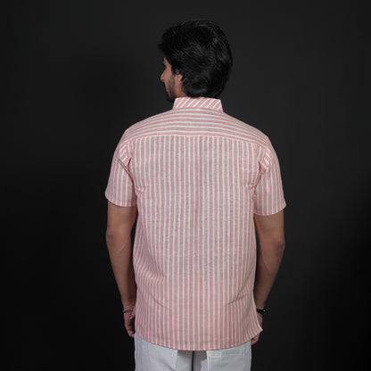 Back view orange stripe kurta vertical alignment design