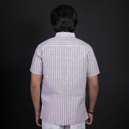 back view vertical stripe white khadi kurta