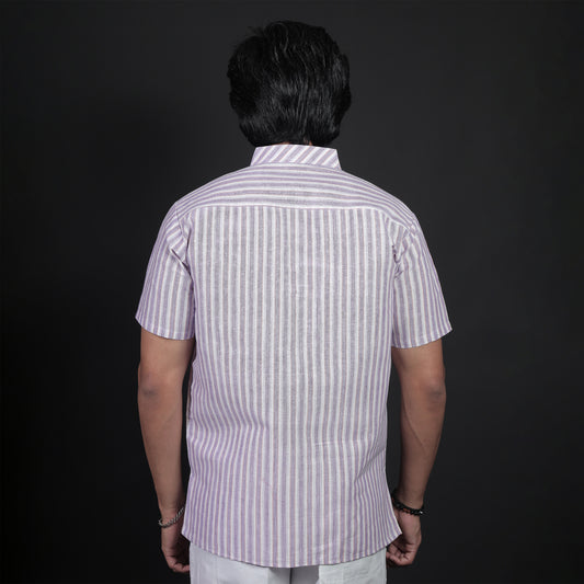 back view vertical stripe white khadi kurta