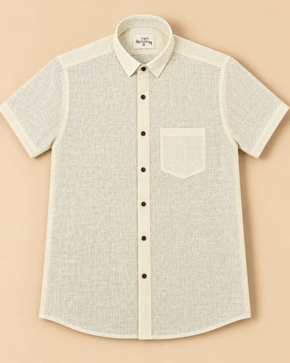 Yellow-Net Handloom Cotton Half Sleeves Shirt