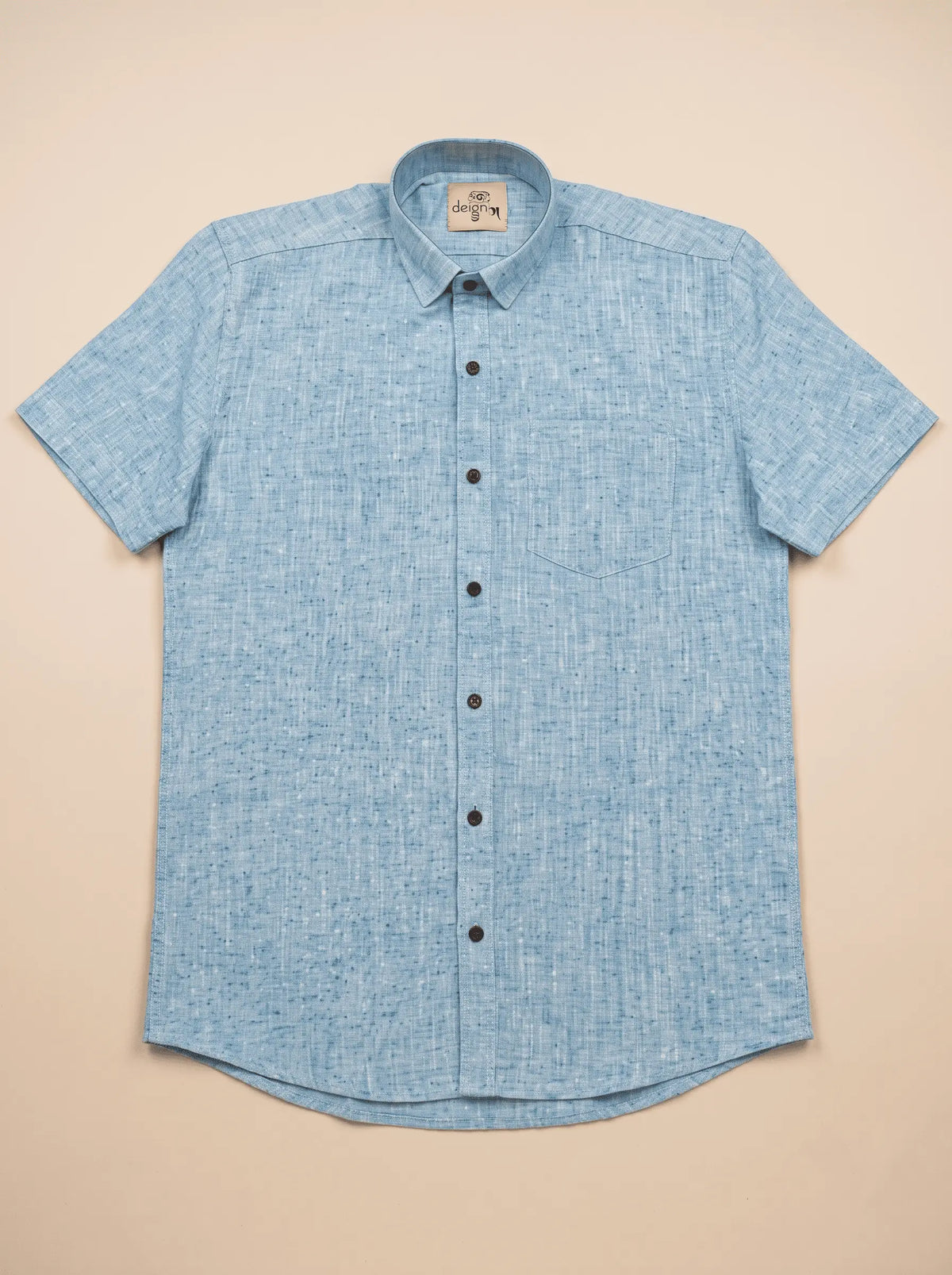 Blue-Soft Linen Cotton Half Sleeve Shirt