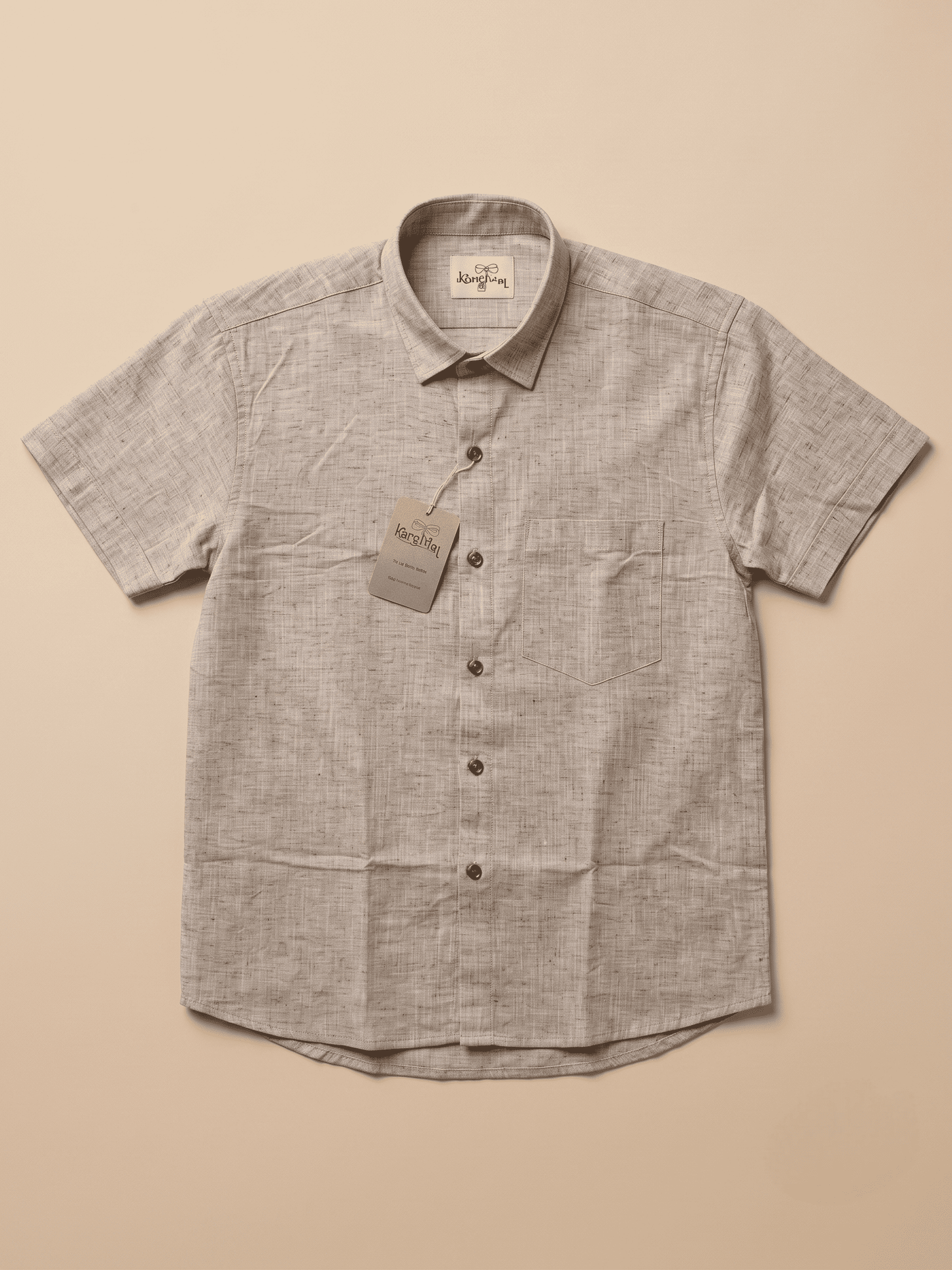Brown Handloom Soft Cotton Half Sleeves Shirt for Men | Kargham