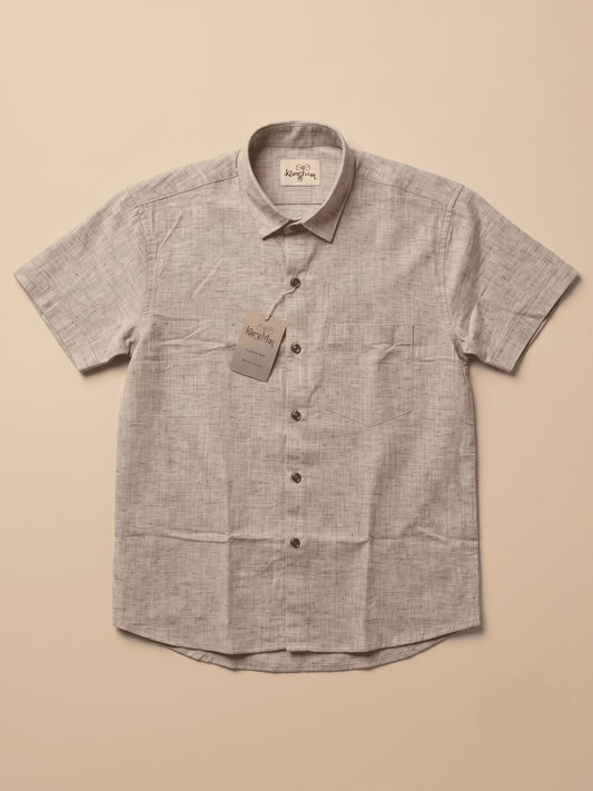 Brown Handloom Soft Cotton Half Sleeves Shirt for Men | Kargham
