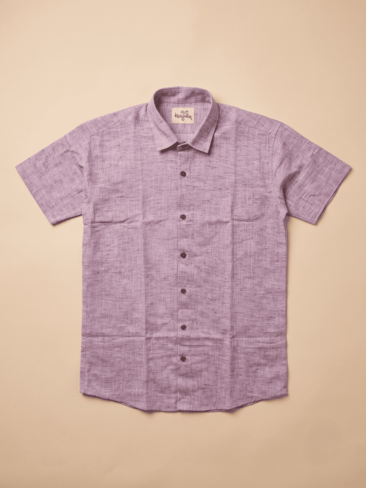 Dark purple Handloom Soft Cotton Half Sleeves Shirt for Men | Kargham