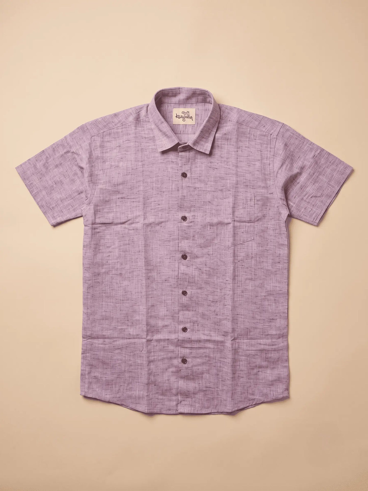 Dark purple Handloom Soft Cotton Half Sleeves Shirt for Men | Kargham